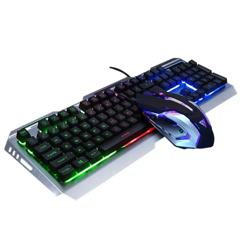 C 104 клавиш подсветка Проводная игровая клавиатура мышь набор механическая клавиатура 4000 dpi прочные usb-клавиатуры комбинированные Мыши для портативных ПК - Цвет: C