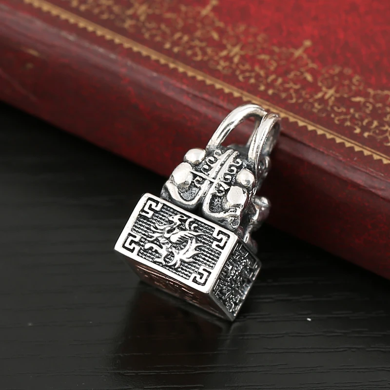 

New Lucky Pixiu Seal Silver Necklace Men's Personality Retro Chinese Style Pendant Jewelry Accessories