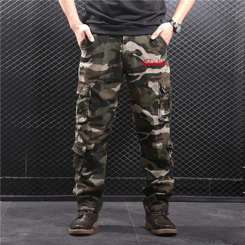

2021 Gamakatsu Pants Men Fishing Pants Summer Solid Multi-pocket Cotton Casual Trousers Sport Loose Pants Men In Sweatpants