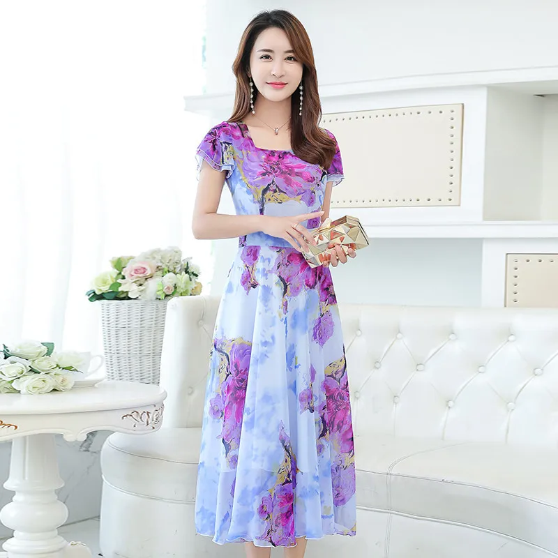 Женское шифоновое платье Longue летнее пляжное в богемном стиле с цветочным принтом