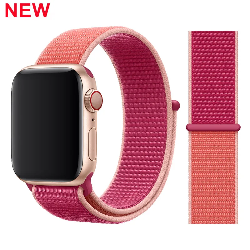 Ремешок для Apple Watch 42 мм 38 мм 5 4 3 correa iwatch 44 мм 40 мм спортивный браслет-петля Apple watch 5 4 аксессуары 5/3/2 - Цвет ремешка: 43-Pomegranate