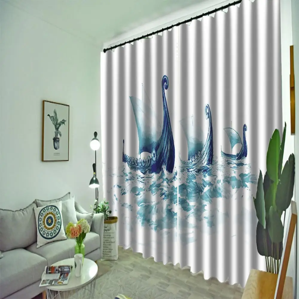 Пользовательские 3D шторы затемняющие для фотографий с лодкой гостиной спальни