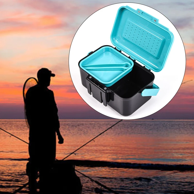 Handle or Hanging Waist Fishing Lure Bait Box Storage Case with Clip Lures Worm Tackle Accessory | Спорт и развлечения