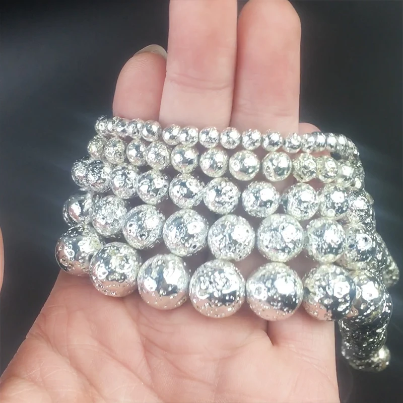 Круглые Серебристые цветные зеркальные бусины Бусины Из Натурального Гематита
