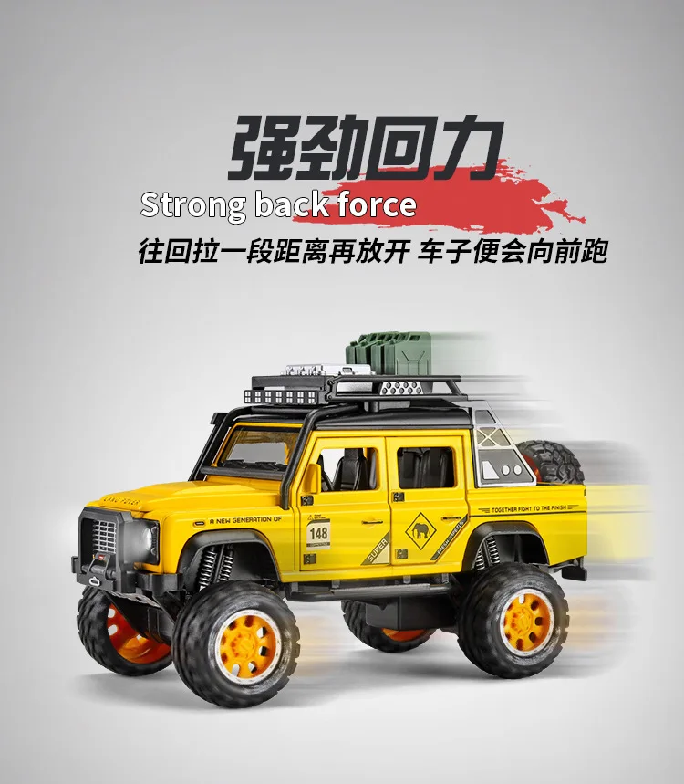 1:32 Игрушечная модель автомобиля литая под давлением сплав моделирование Land Rovers внедорожный пикап металлический звуковой светильник игрушка для детей подарок