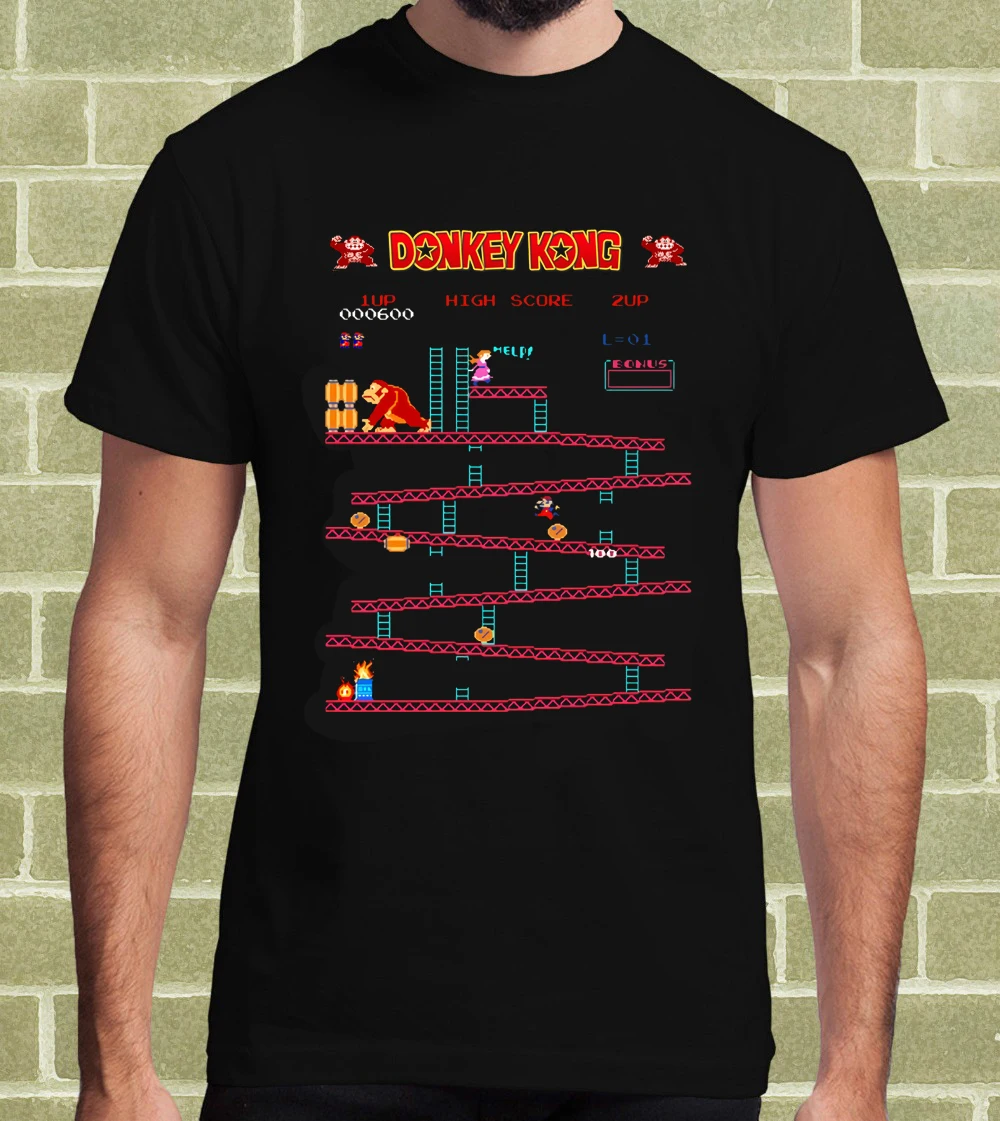 2019 Новое поступление Мужская модная футболка DONKEY KONG VIDEOGAME ARCADE 1981 per Uomo e Bambino