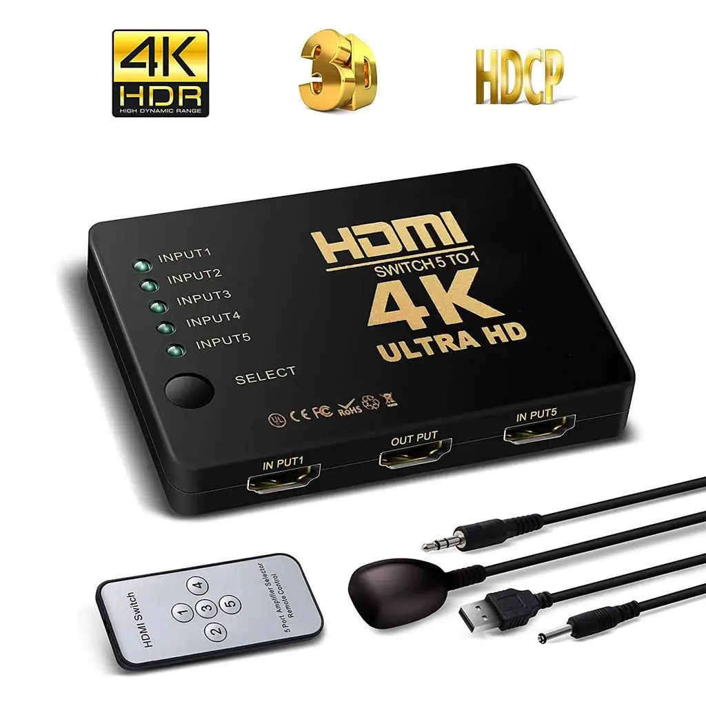 

HDMI-compatible Switch 5x1 with Remote Control