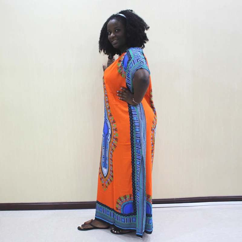 Повседневное оранжевое платье с короткими рукавами и принтом женское Свободное