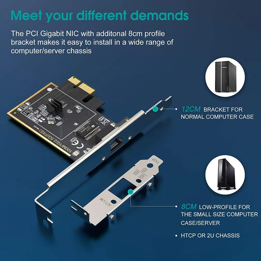 

PCIE Network Adapter 10/100/1000M/2.5Gbps PCI Express Gigabit Ethernet Card RJ45 LAN Controller Support Windows Server