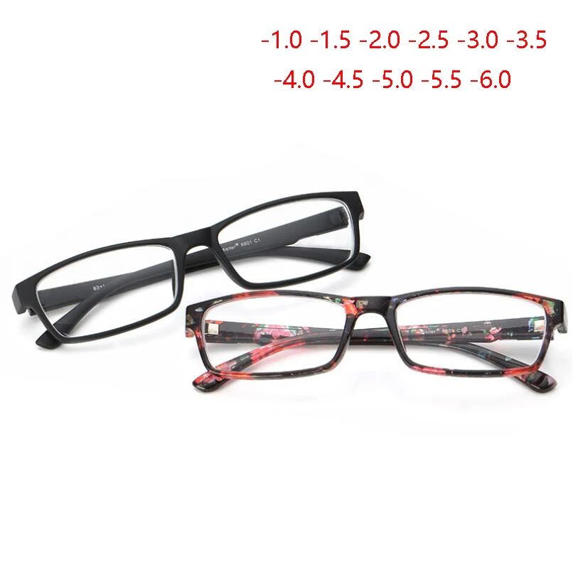 Women's Men's Flower Legs Square Myopia Glasses Finished PC Frame Vintage Minus Sun Prescription -1.0 -1.5-2.0 To -6.0 | Аксессуары
