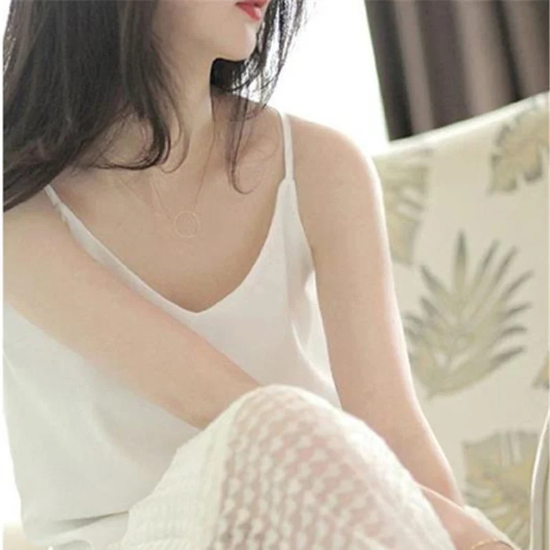 Шифоновая женская летняя футболка без рукавов сексуальная майка с v-образным