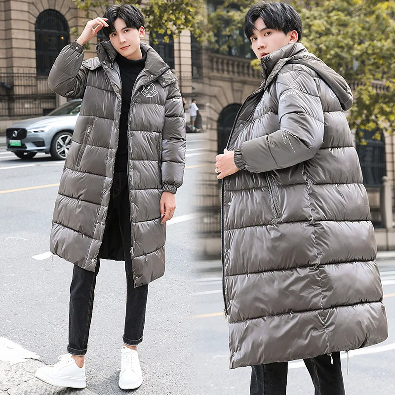 2021 Women Glossy Cotton-padded Coat Winter Mid-length Thickened Padded Women's Jacket  Female Fashion Thick Hooded Down Parka