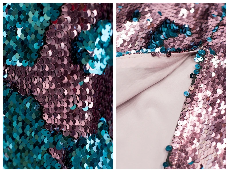 Женское короткое вечернее платье миди с блестками облегающее высокой талией и