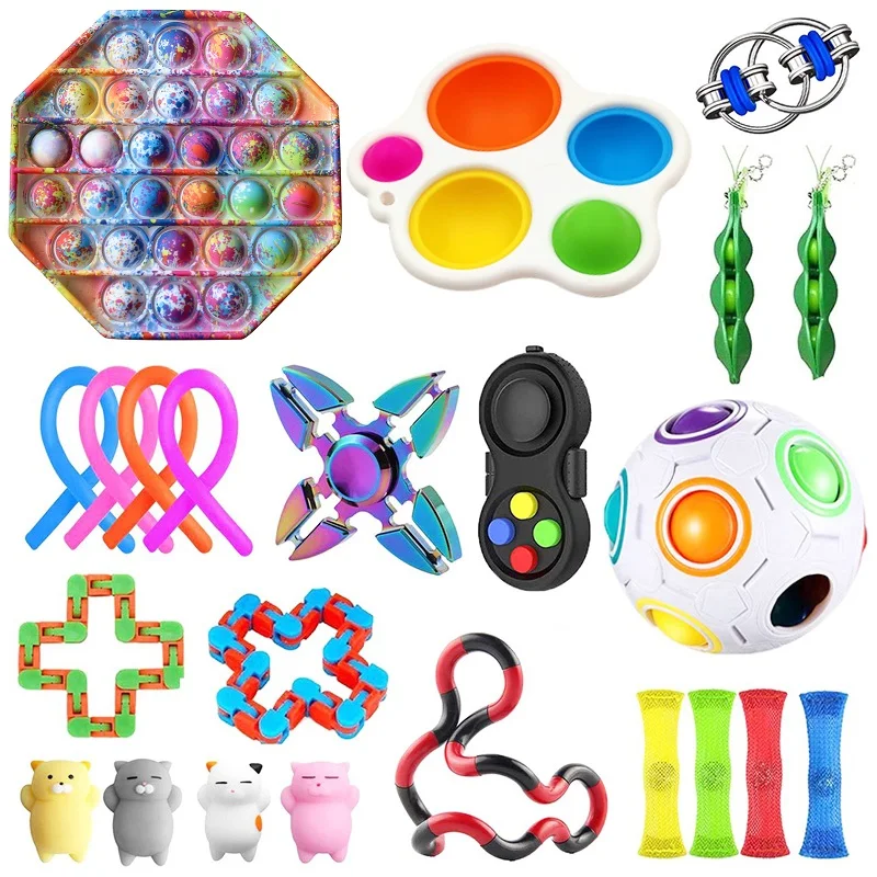 

20-24PCS/Pack Fidget Sensory Toy Set Stress Relief Toys Autism Anxiety Relief Stress Fidget Sensory Toy For Kids Adults Gifts