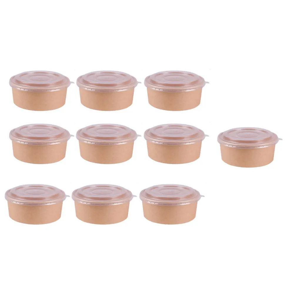 

30Pcs Round Disposable Food Container Thicken Kraft Paper Bowl Without Lid Khaki