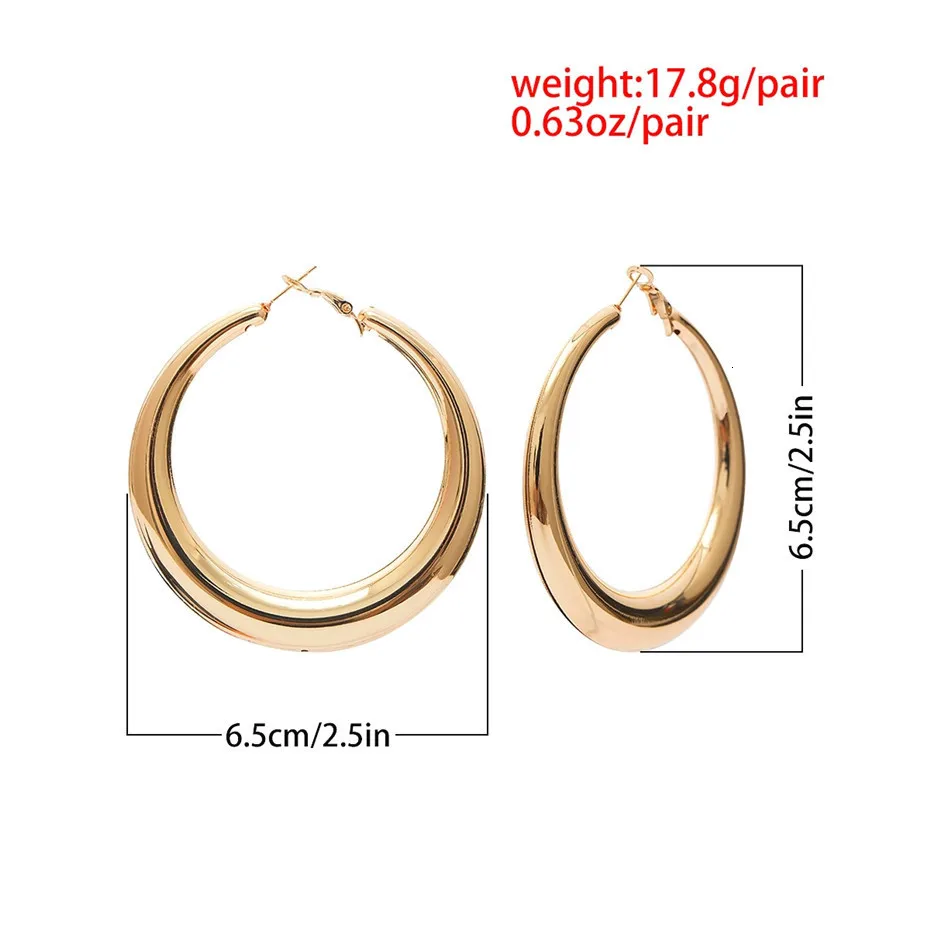 Ingemark Punk Big Size Hoop Earrings Brincos Accessories Party Exaggerated Gold Color Copper Round Circle Earrings Women Jewelry