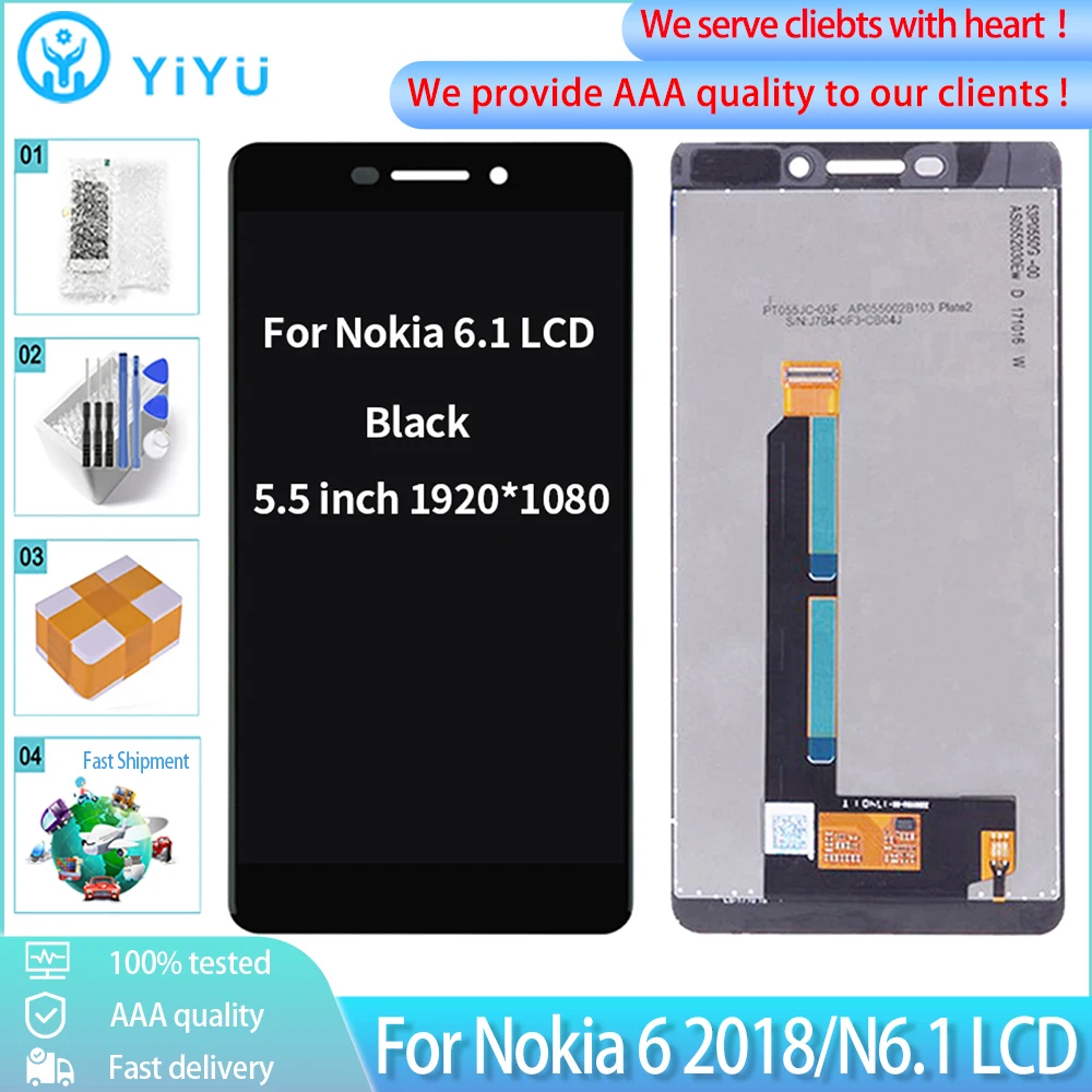 5 ''Оригинальный ЖК-дигитайзер для Nokia 6 1 TA-1043 TA-1045 TA-1050 TA-1054 TA-1068 ЖК-дисплей