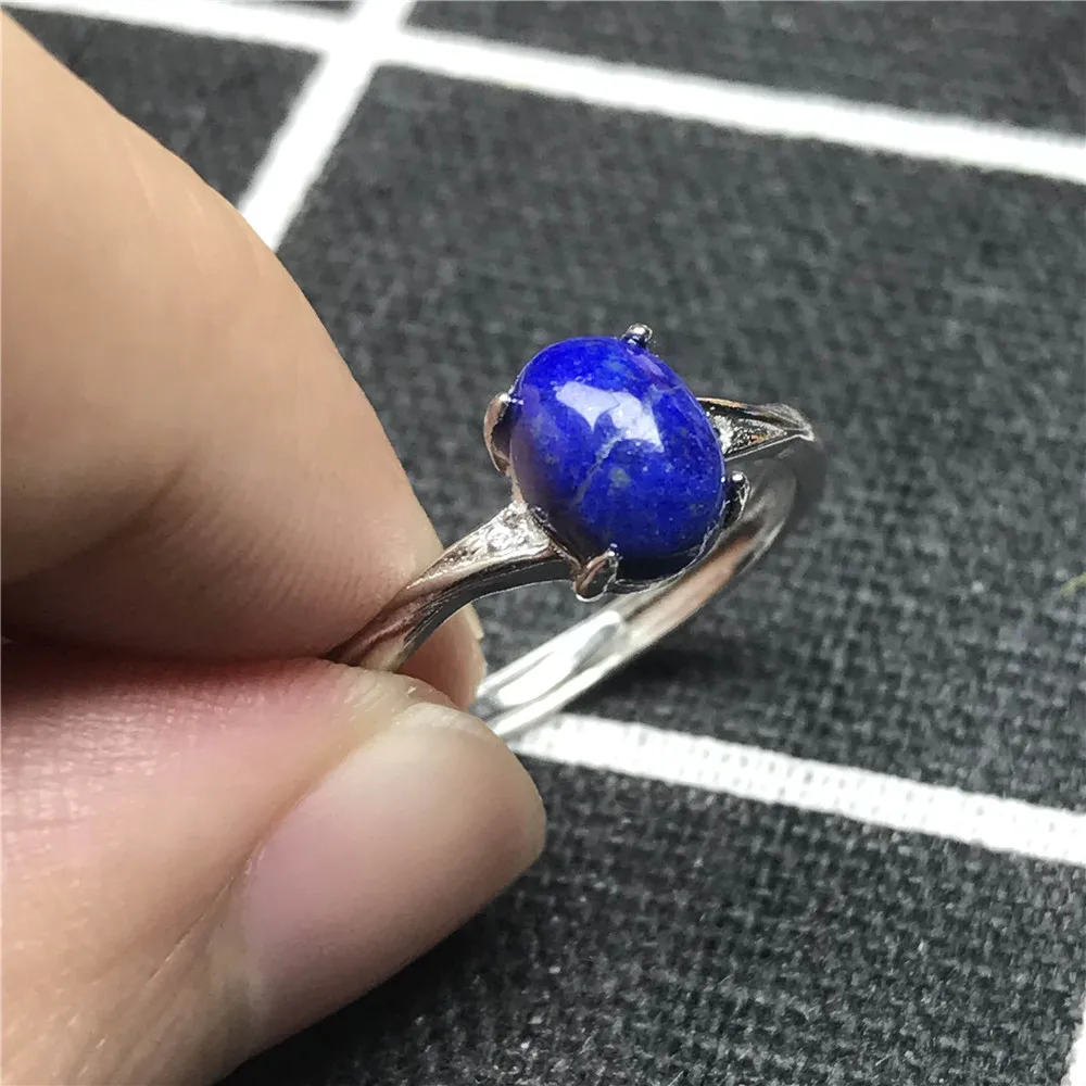 

100% Natural Royal Blue Lapis Lazuli Ring Jewelry For Woman Man Love 8x6mm Beads Gold Crystal Gemstone Adjustable Ring AAAAA