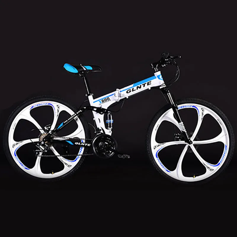 

Folding Mountain Bike 26 Inch Double Suspension System Non-slip Six-cutter Wheel