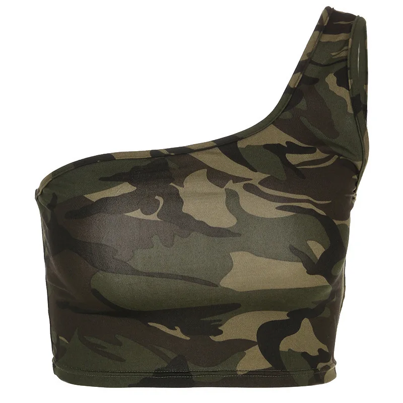 Hot Style Dress Sexy Unilateral Off-the-shoulder Camouflage Brief Paragraph Condole Belt Vest Leisure Coat | Женская одежда