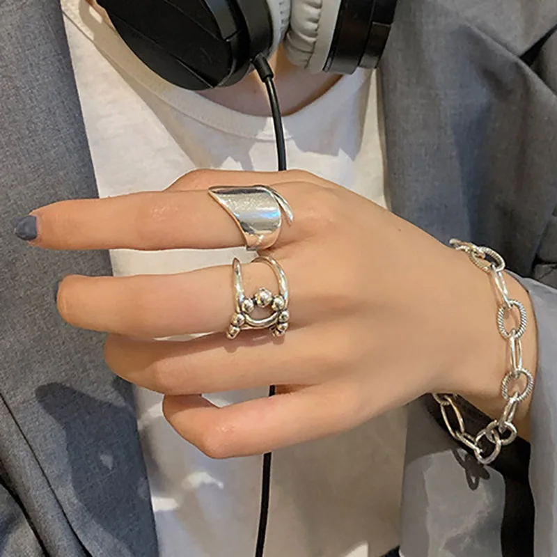 

Foxanry Minimalist 925 Sterling Silver Smooth Rings for Women New Fashion Vintage Geometric Handmade Birthday Party Jewelry Gift