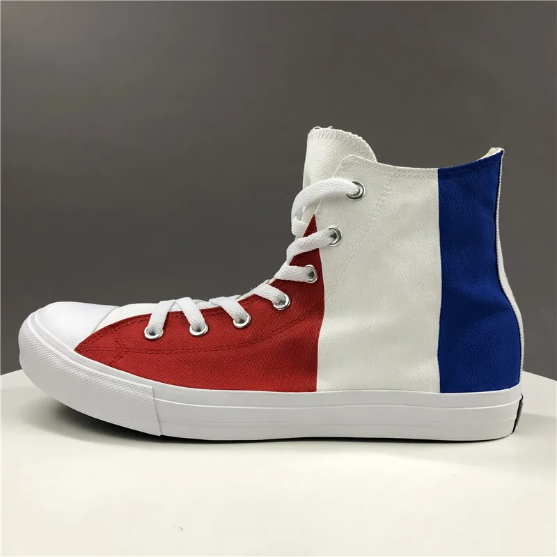

Кеды Wen для скейтбординга, дизайнерская обувь с французским флагом ручной росписи, высокие кеды для женщин и мужчин, резиновые кроссовки