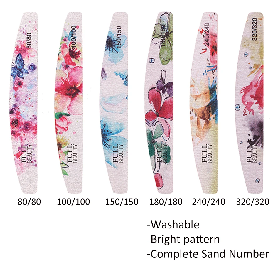 6 шт./лот профессиональные пилки для ногтей полулунообразный шлифовальный