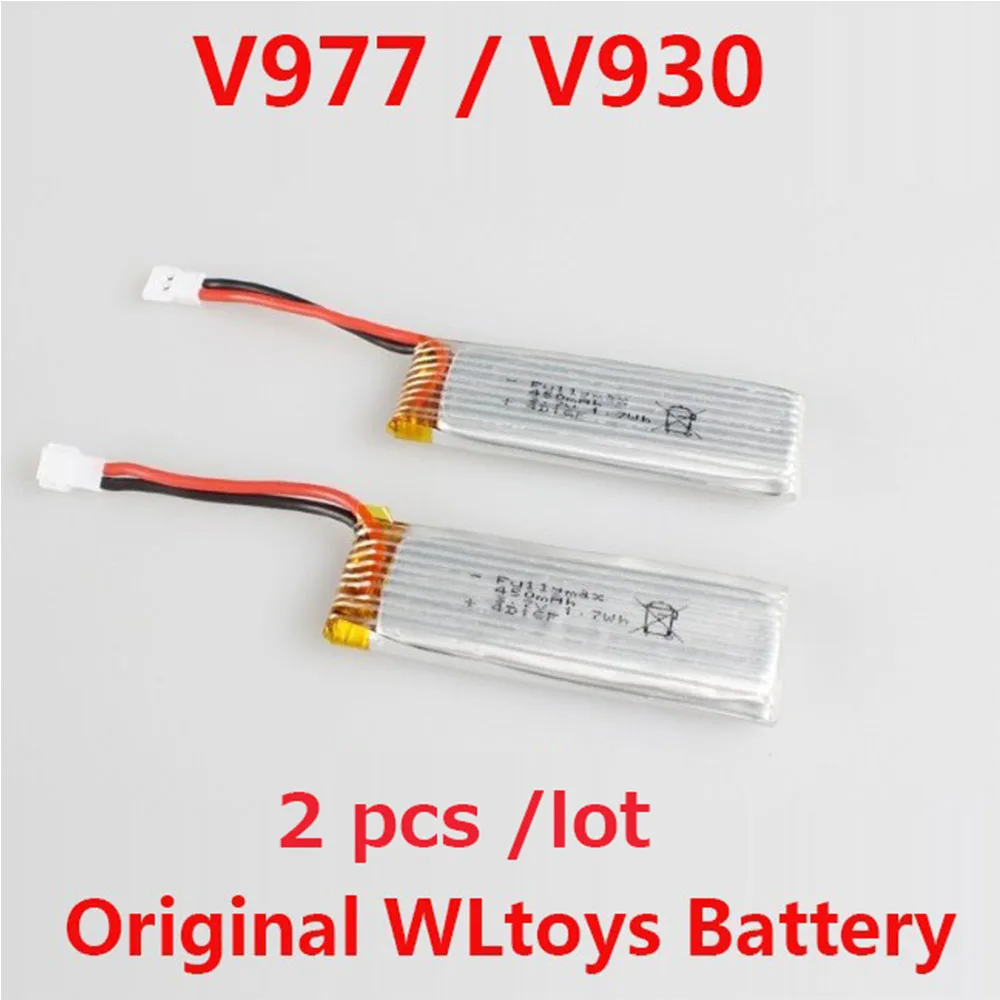 WLtoys-bater&iacute;a Original V977/V930/XK K110 K110S, piezas de repuesto, 3,7 V, 450mAh, V977-006 de bater&iacute;a, 2 unids/lote-0