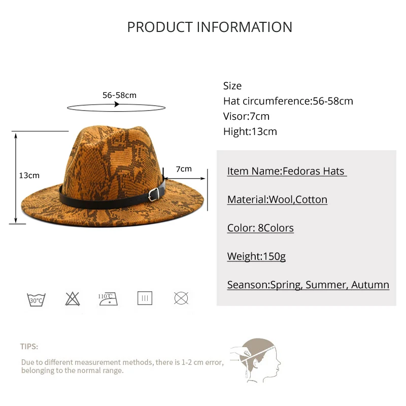 The New Retro Men's Hot Sale Wool Snake Pattern Top Hat Woolen Top Hat Travel Back Jazz Hat Elegant Ladies Hat F17