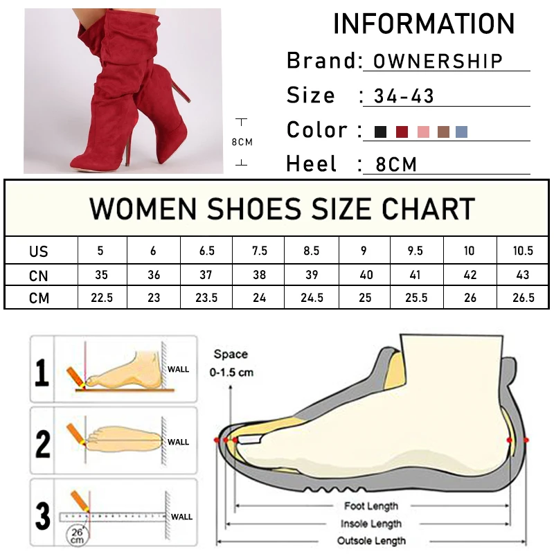 

Women Mid Calf Boots Woman Thin High Heels 2020 Women's Pleated Pointed Toe Sexy Pumps Ladies Party Shoe Female Winter Plus Size