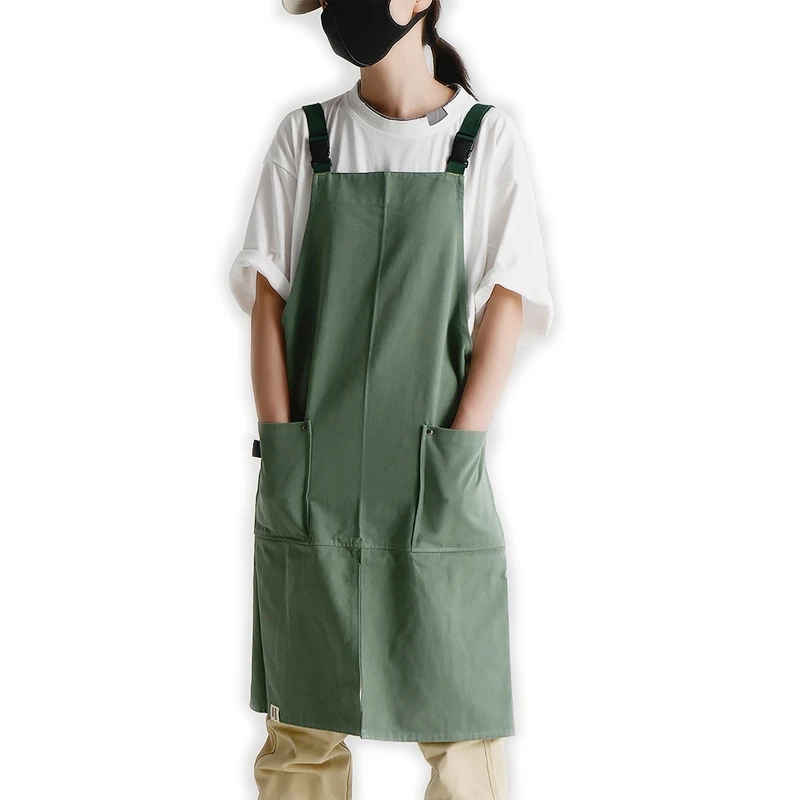 

Japanese Style Cotton 100% Canvas Apron For Men And Women Restaurant Baking Floral Waist Overalls Cleaning Bib TJ4955