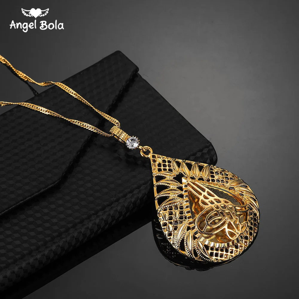 Подарок Рамадан цепочка ожерелье арабский женский белый кристалл золотой цвет