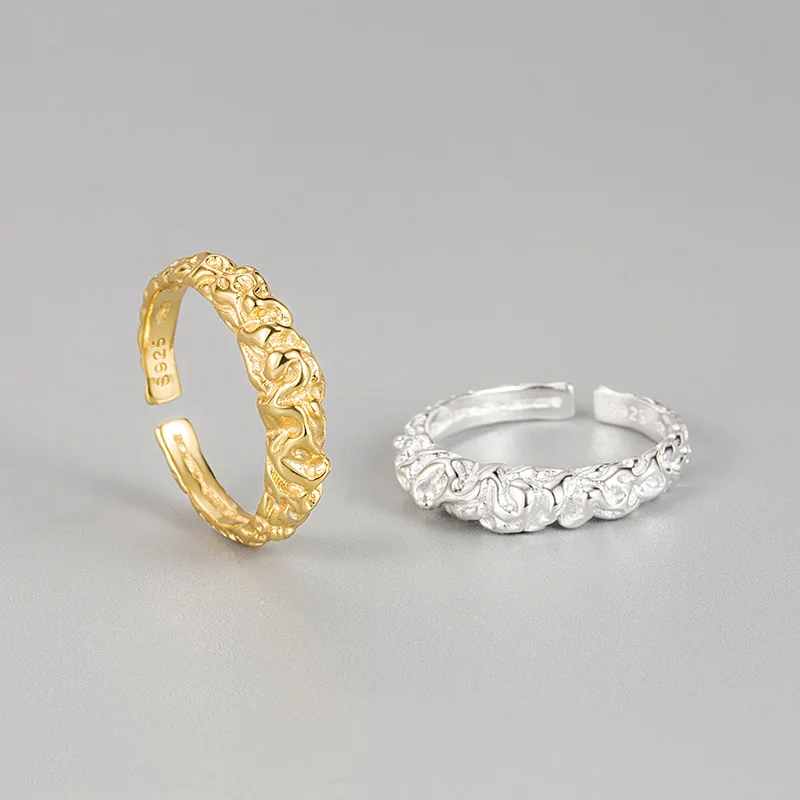 

Европейская и американская мода, нестандартное вогнуто-выпуклое кольцо из стерлингового серебра пробы, кольцо в форме белой фольги