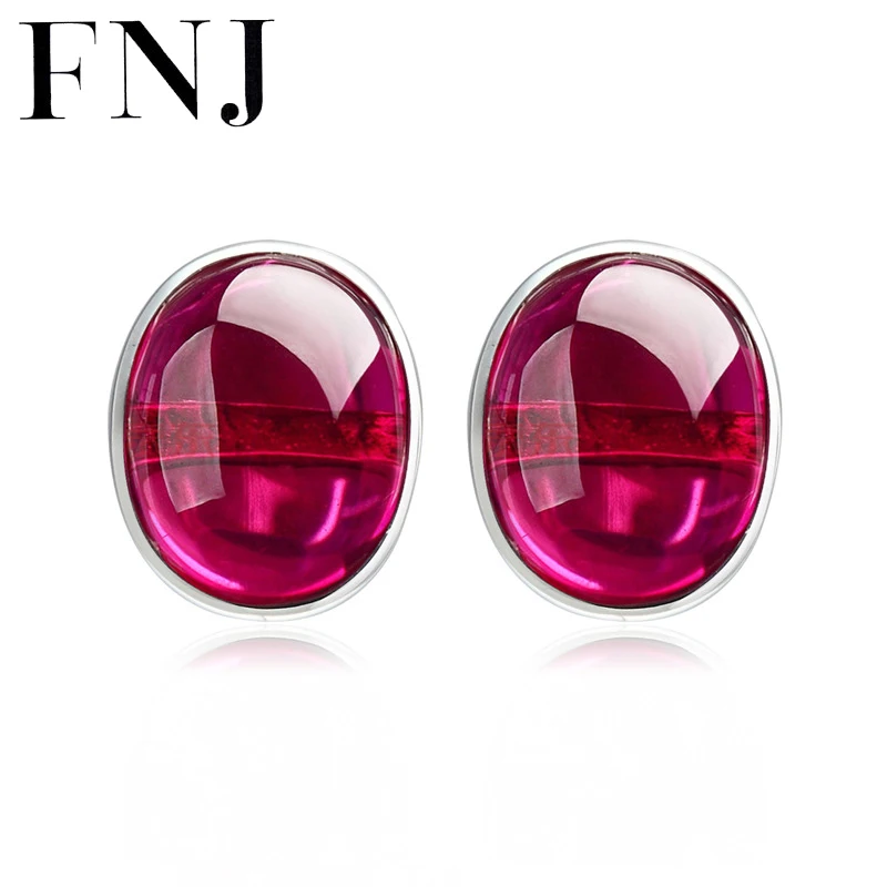 Женские овальные серьги FNJ гвоздики из серебра 925 пробы с розовым и красным