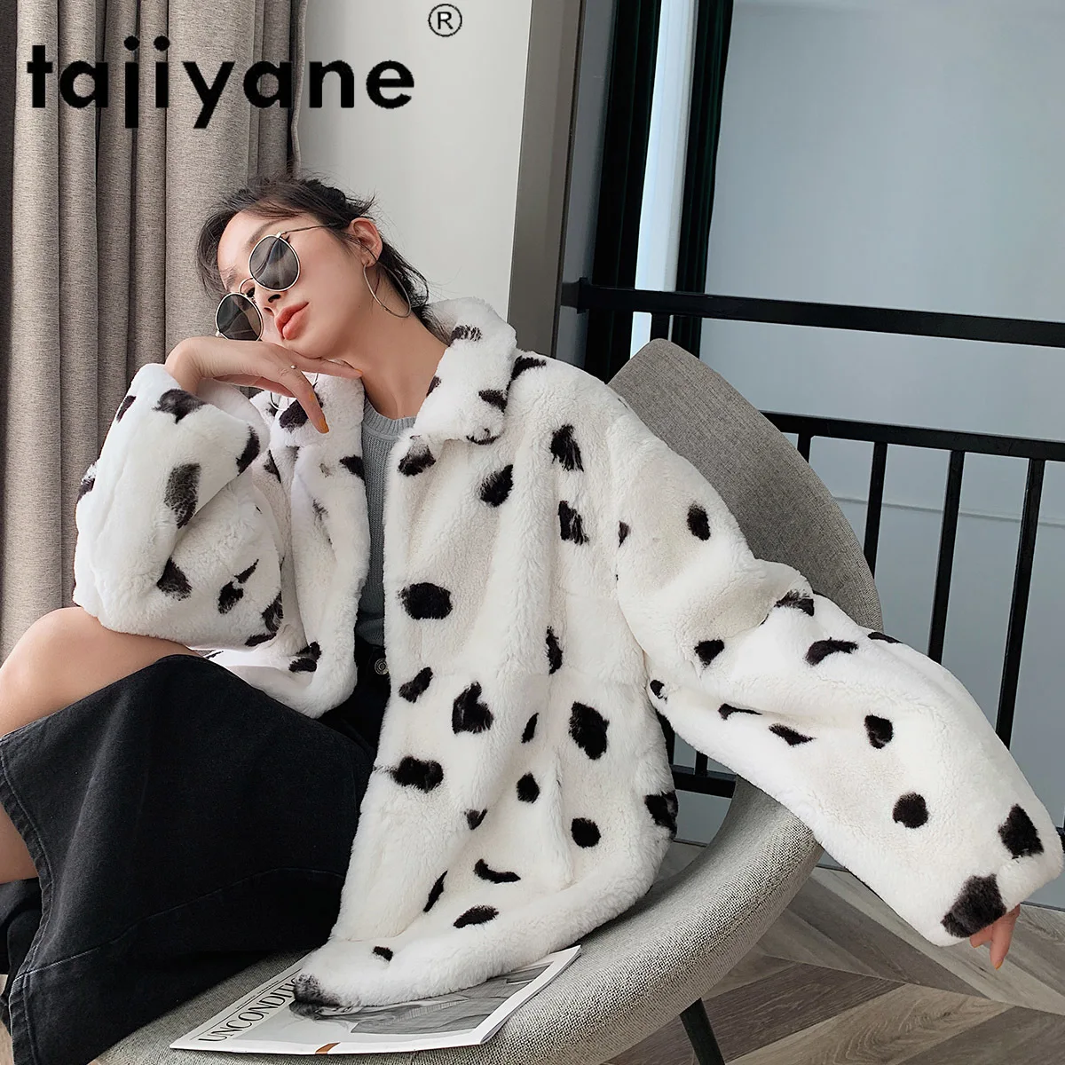 

Женское пальто Tajiyane, зимнее облегающее пальто с натуральным мехом, 2020, настоящий мех кролика, TN376