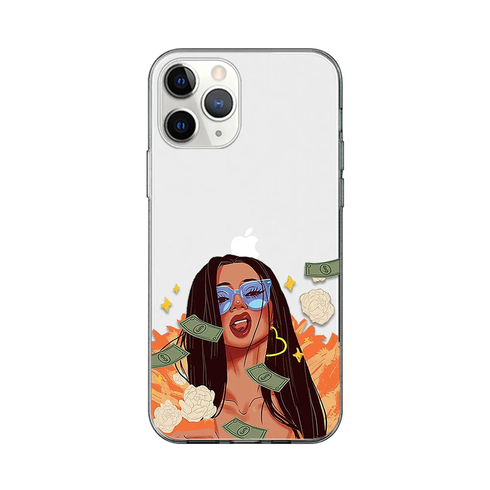 

Melanin Girl Case For iPhone 12 11 Pro Max Back for iPhone 12 X XR XS MAX 7 8 6 6S Plus 5S SE 2020 Soft Silicon TPU Phone Fundas