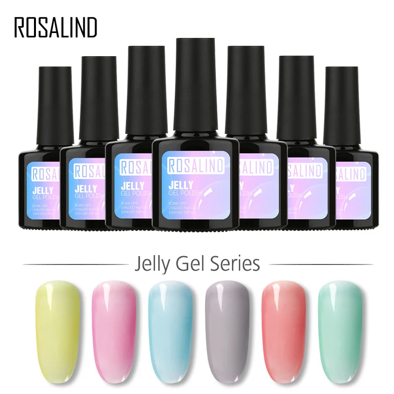 Гель лак для ногтей ROSALIND 10 мл серия Jelly стойкий Светодиодный УФ наращивания