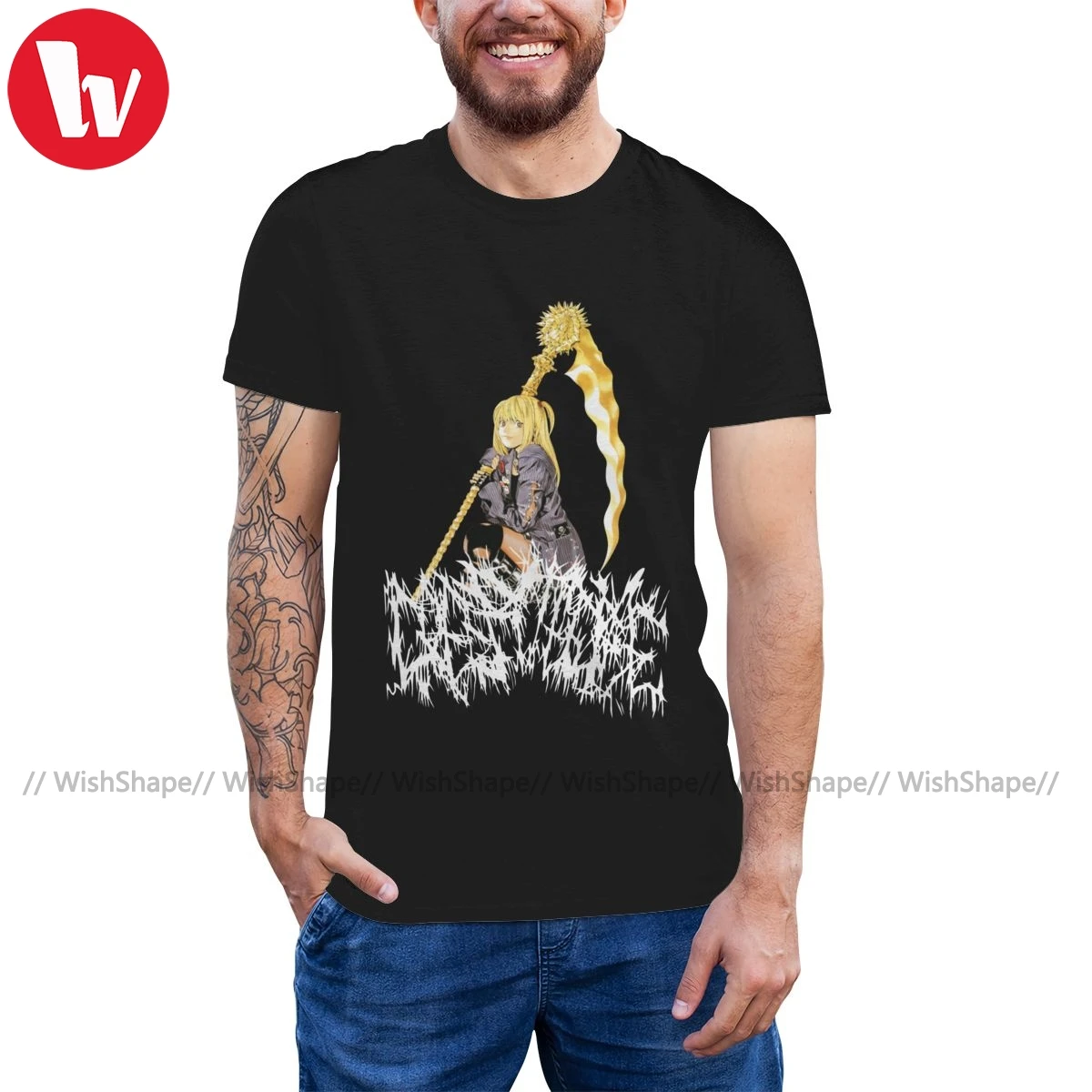Death Note футболка Misa Deathmetal Футболка мужская с коротким рукавом Милая 6xl 100 хлопковая