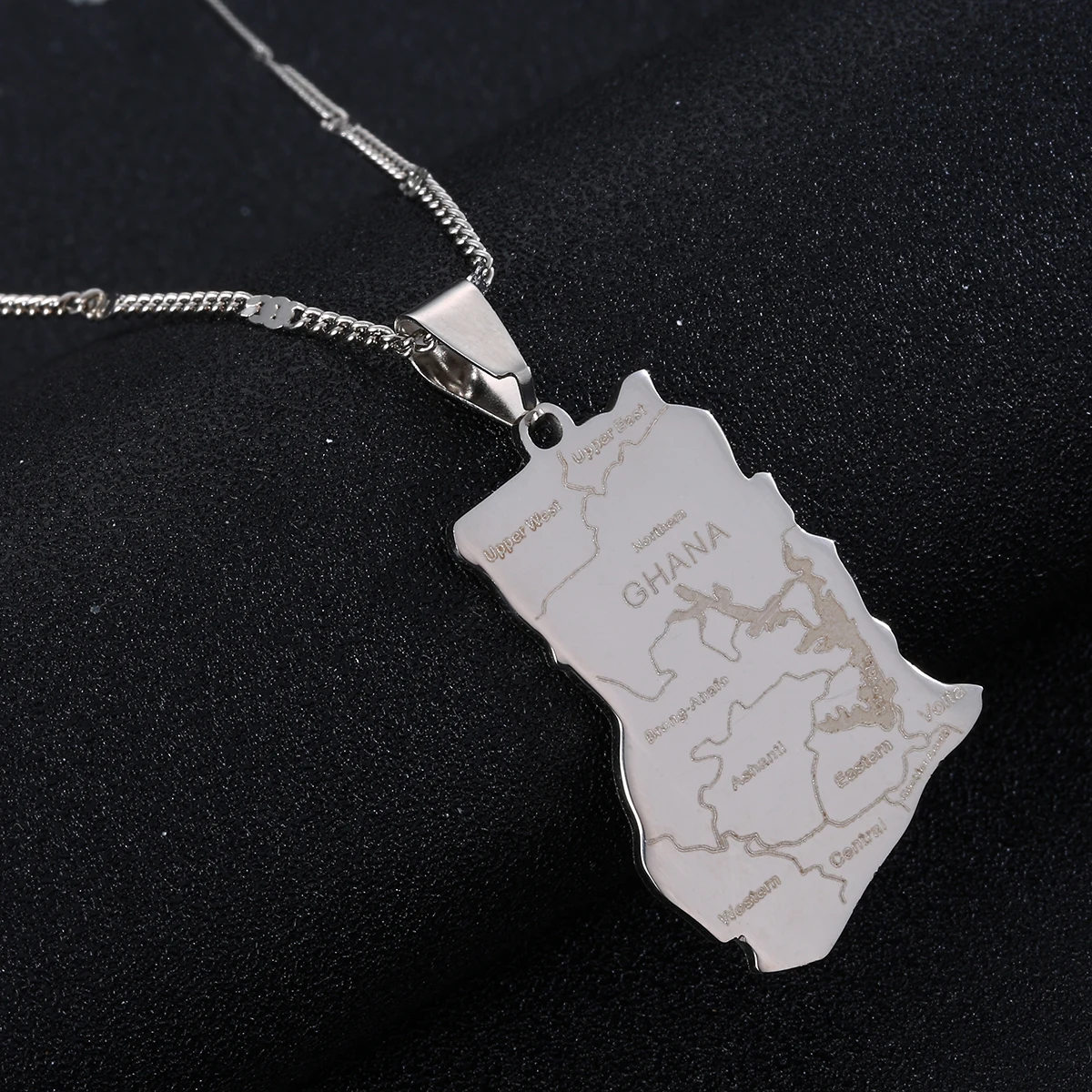 Карта Ганы из нержавеющей стали цвет серебра карта цепь ювелирные изделия |