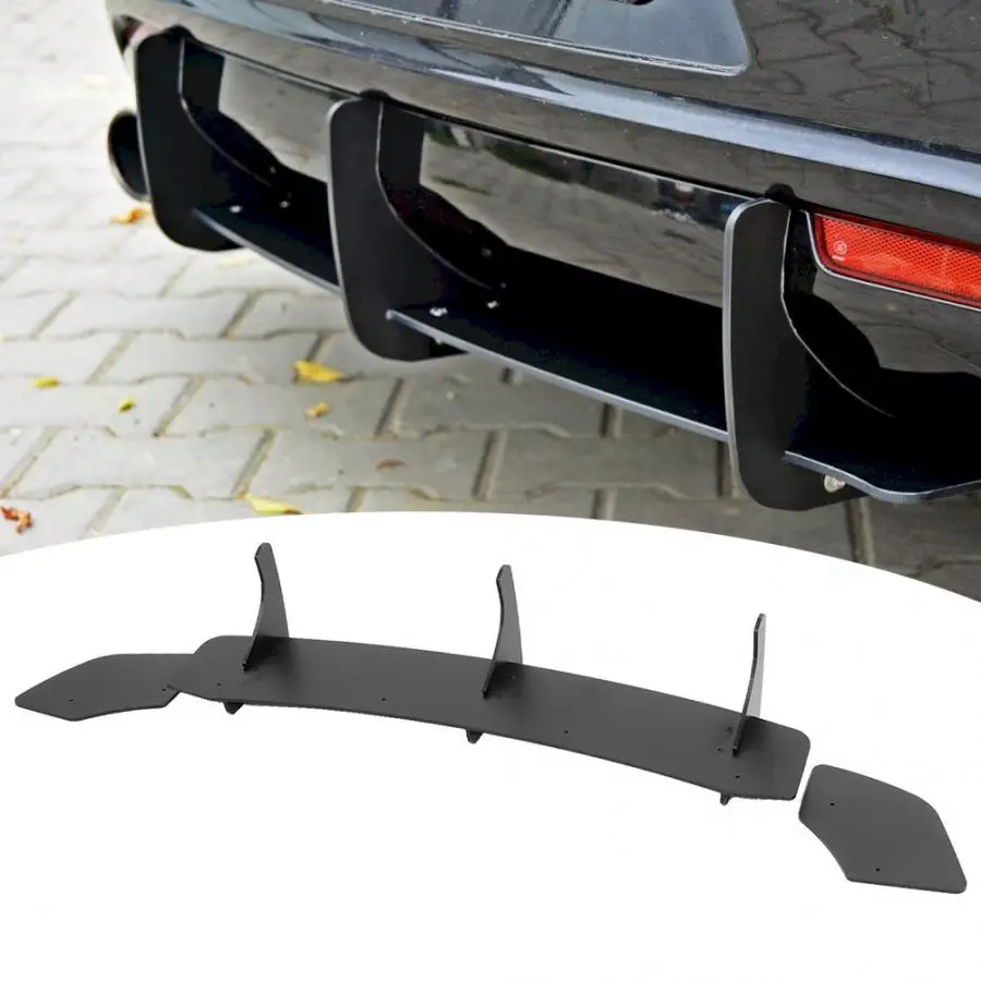 Матовый черный Автомобильный диффузор для заднего бампера с боковыми