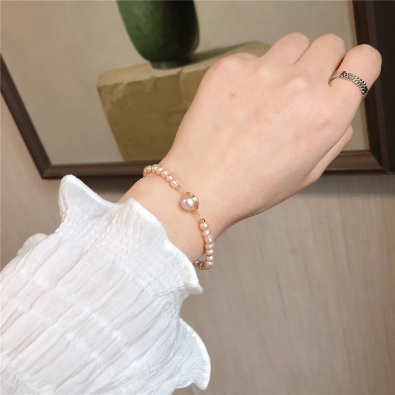 

Handmade Baroque Freshwater Pearl Bracelet Temperament Online Ins Fashion Carrying Strap Jewelry for Women Girls New