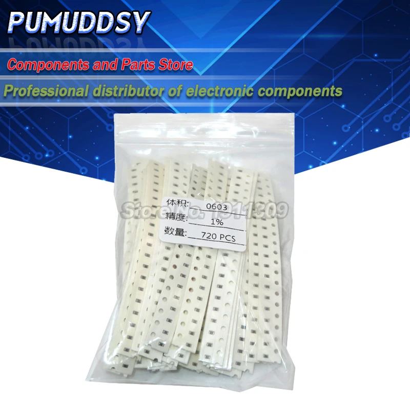 36valuesx20 шт. = 720 0603 1ohm 10Mohm SMD резистор набор в ассортименте 1% компонент diy образцы