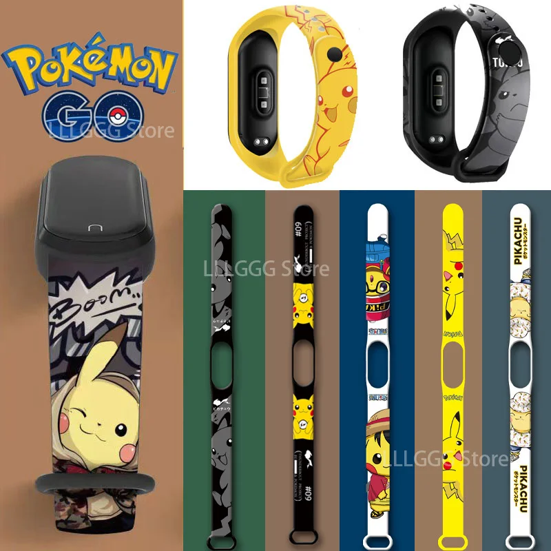 Ремешок для браслета Xiaomi Pokemon Pikachu мультяшный браслет Mi Band 3 4 5 6 силиконовый