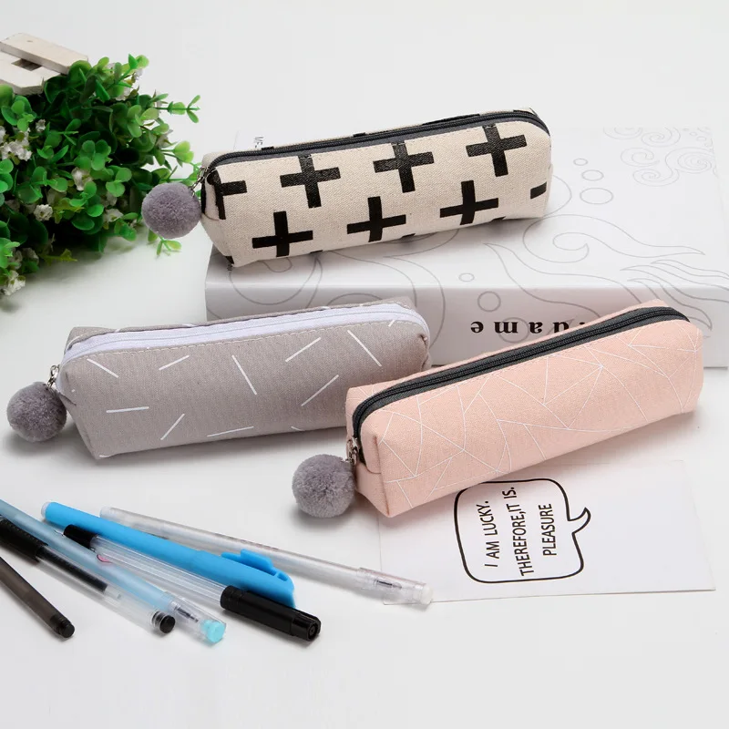 Лаконичный однотонный тканевый чехол карандаш для девочек милый плюшевый с