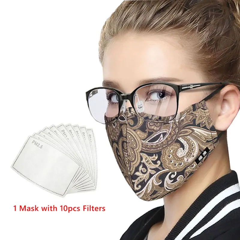 WECAN Тканевая маска для лица тканевая PM2.5 анти туман/Пылезащитная рта mascaras с 10 шт.