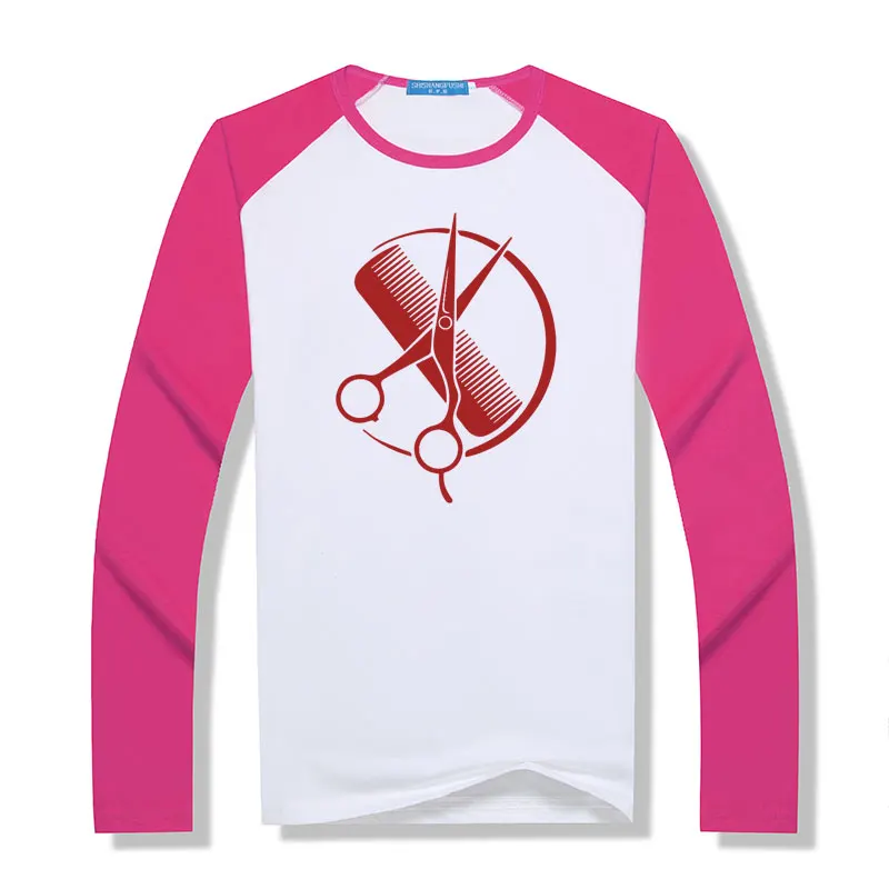 Модальный длинный рукав на заказ Парикмахерская Футболка мужская Geek современная