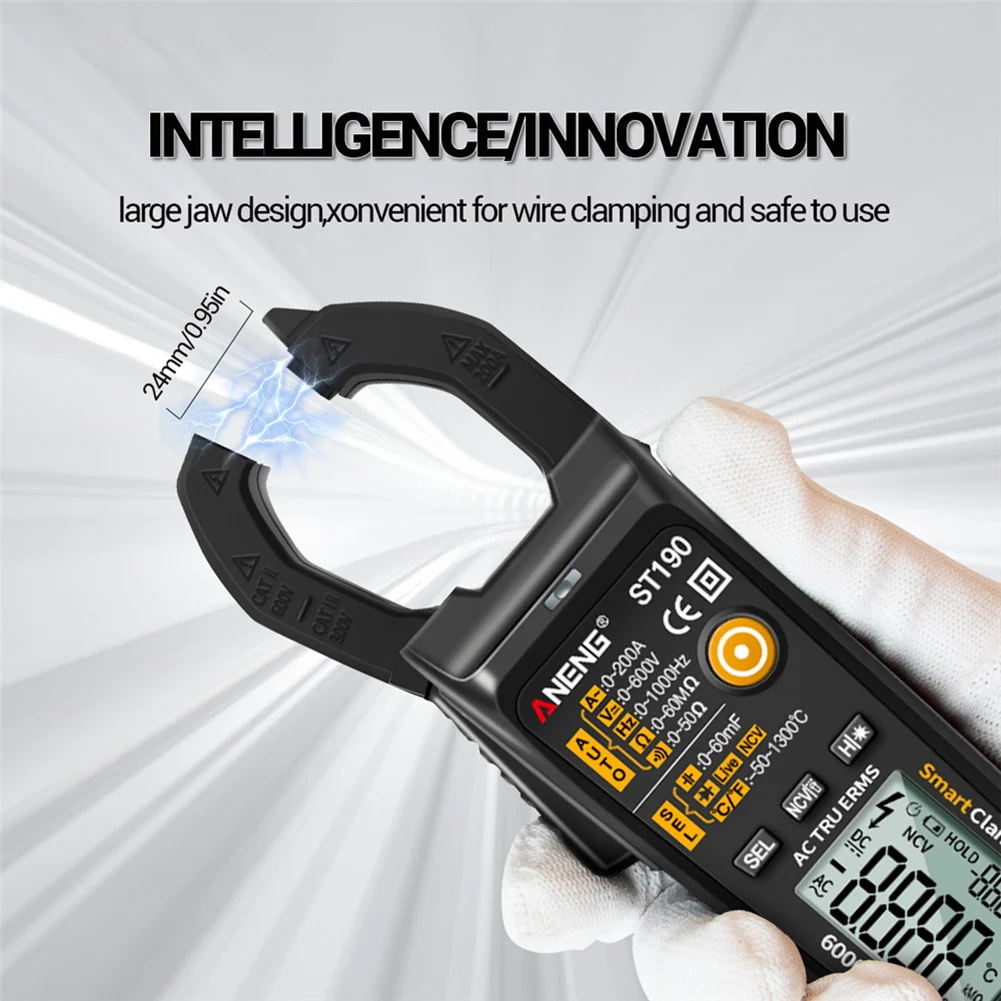

ST190 LCD Digital Automatic Current Clamp Meter DC Ammeter Voltmeter Ohmmeter Multimeter Resistance Ohm Temperature Tester Tool