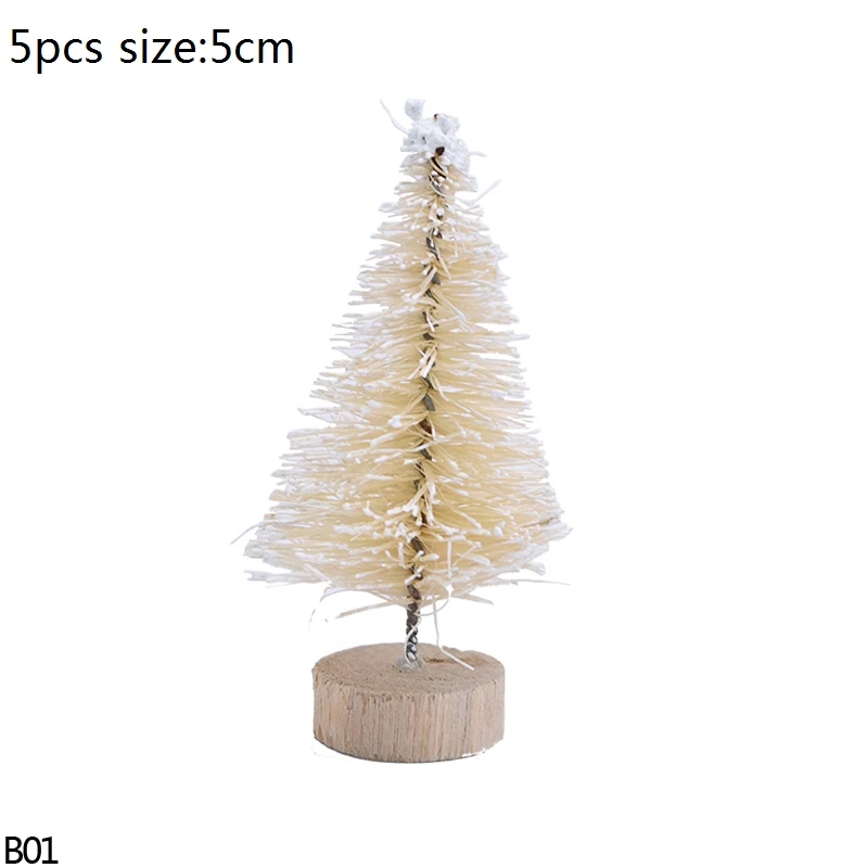 B01-5cm-5pcs white Разноцветная белая зеленая искусственная мини-елка для детей DIY Деревянная Рождественская миниатюрная Рождественская елка настольное украшение сосны - Цвет: B01-5cm-5pcs white