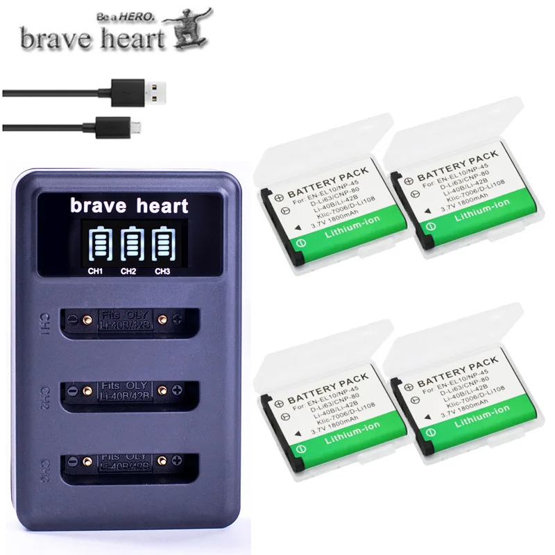 5x Li-40B LI-42B LI ion аккумулятор 40B 42B LI40B Батарейки+ ЖК-дисплей USB Зарядное устройство для ЖК-дисплея с подсветкой FUJIFILM NP-45 NP 45 NP45 NP 45A 45B 45S для Nikon EN-EL10