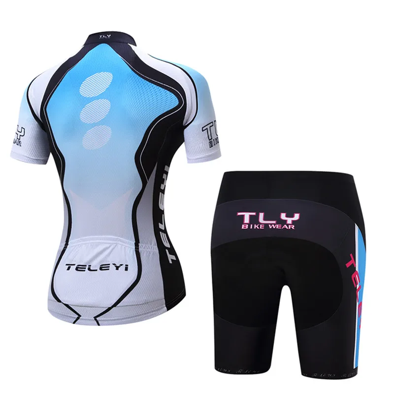

TELEYI Pro Team Cycling Jersey Set Women Summer Bike Clothes MTB Ropa Ciclismo Bicycle Uniforme Maillot Quick Dry 20D Pad